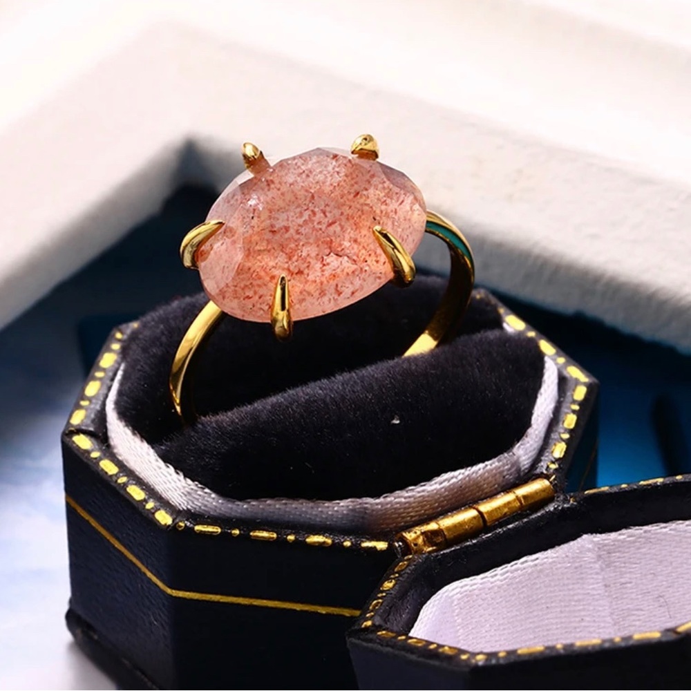 Strawberry Quartz Ring, Strawberry Quartz Jewelry, Real Strawberry Quartz, 925